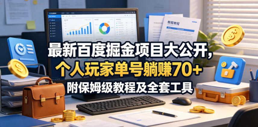 最新百度掘金项目大公开，个人玩家单号躺賺70+，附保姆级教程及全套工具【揭秘】-云创网