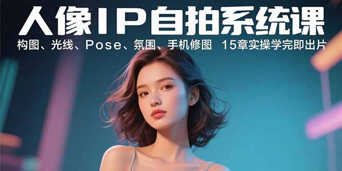 人像IP自拍系统课：构图、光线、Pose、氛围、手机修图 15章实操学完即出片-云创网