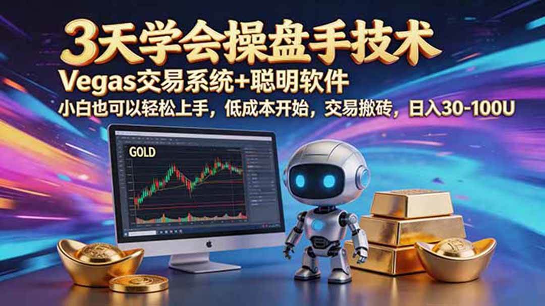 （19005期）三天学会操盘手技术，vegas技术+聪明软件，小白也可以轻松上手，日入500+-云创网