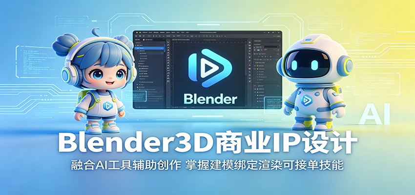 Blender3D商业IP设计：融合AI工具辅助创作，掌握建模绑定渲染可接单技能-云创网
