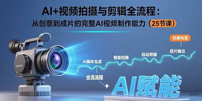 AI+视频拍摄与剪辑全流程：从创意到成片的完整AI视频制作能力(25节课-云创网
