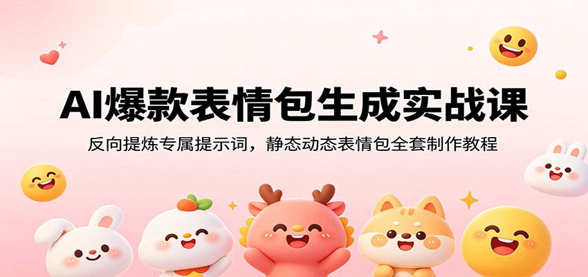AI爆款表情包生成实战课：反向提炼专属提示词，静态动态表情包全套制作教程-云创网