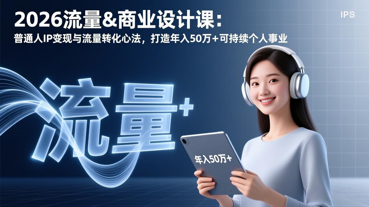 2026流量&商业设计课：普通人IP变现与流量转化心法，打造年入50万+可持续个人事业-云创网