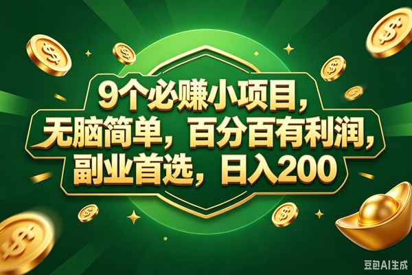 （18950期）9个必赚的小项目，百分百赚元子，无脑简单，副业首选，日入300+-云创网
