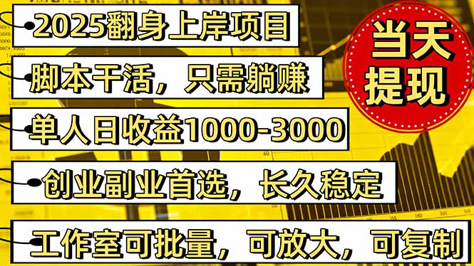2025翻身上岸项目脚本干活，内部客户经理内部开号，单人日收益1000-300...-云创网