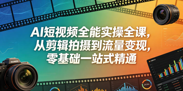 AI短视频全能实操全课，从剪辑拍摄到流量变现，零基础一站式精通-云创网