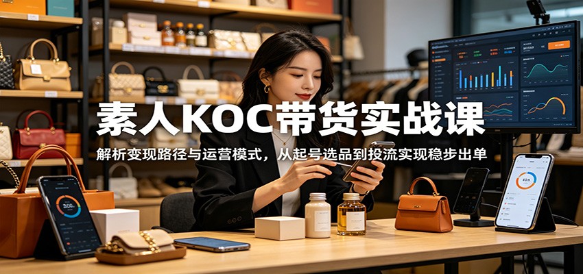 素人KOC带货实战课：解析变现路径与运营模式，从起号选品到投流实现稳步出单-云创网