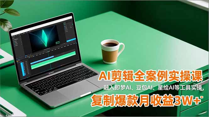 AI剪辑全案例实操课，融入即梦AI、豆包AI、星绘AI等工具实操，复制爆款月收益3W+-云创网