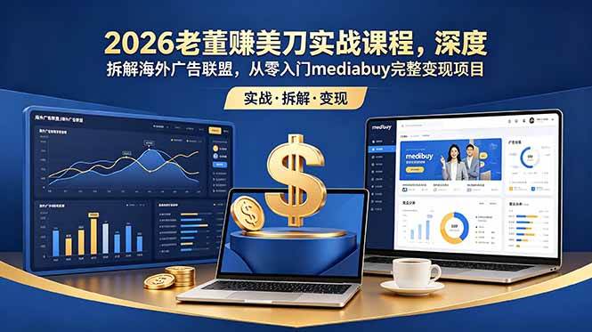 （18935期）2026老董赚美刀实战课程，深度拆解海外广告联盟，从零入门mediabuy完整变现项目-云创网
