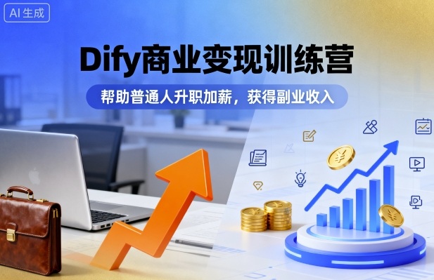 Dify商业变现训练营，帮助普通人升职加薪，获得副业收入-云创网