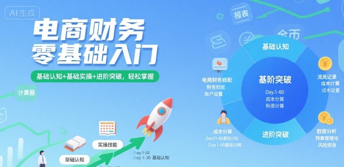电商财务零基础入门，基础认知+基础实操+进阶突破，轻松掌握-云创网