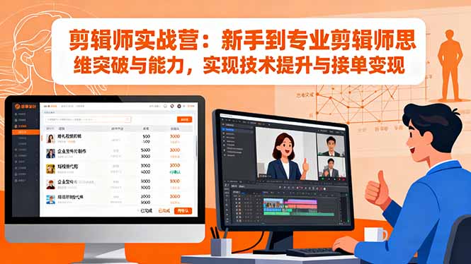 剪辑师实战营：新手到专业剪辑师思维突破与能力，实现技术提升与接单变现-云创网