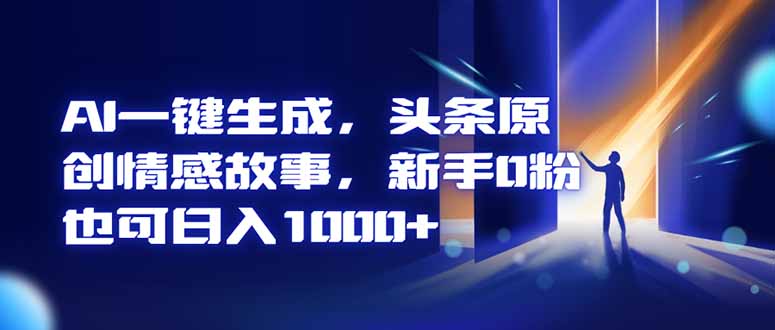 AI一键生成，头条原创情感故事，新手0粉也可日入1000+-云创网