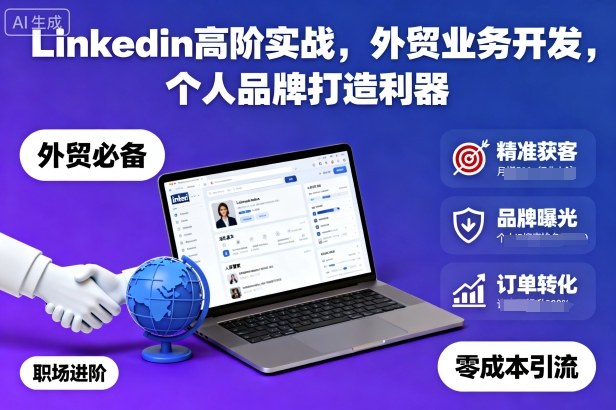 Linkedin高阶实战，外贸业务开发，个人品牌打造利器-云创网