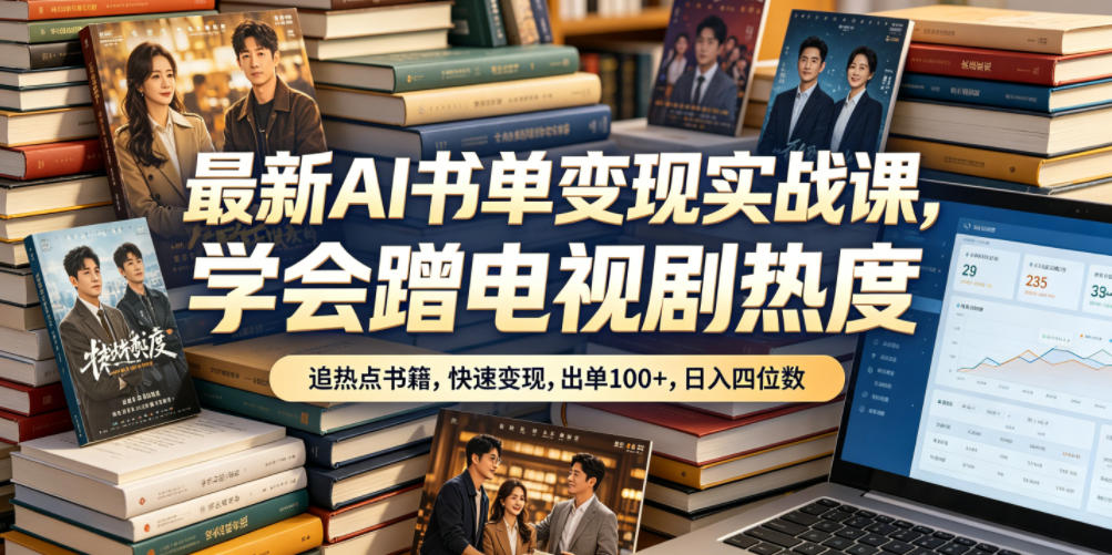 最新AI书单变现实战课，学会蹭电视剧热度，追热点书籍，快速变现，出单100+，日入四位数-云创网