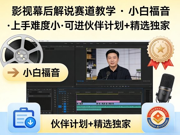 某大佬的影视幕后解说赛道教学，小白福音，上手难度小，可进伙伴计划+精选独家-云创网