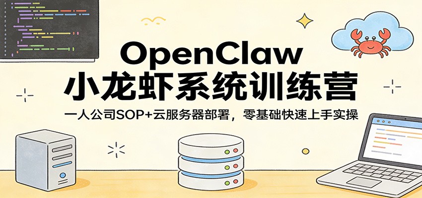 OpenClaw小龙虾系统训练营：一人公司SOP，云服务器部署，零基础快速上手实操-云创网