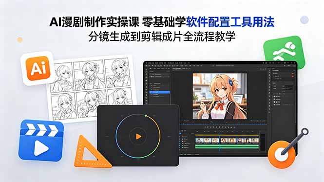 AI漫剧制作实操课 零基础学软件配置工具用法 分镜生成到剪辑成片全流程教学-云创网