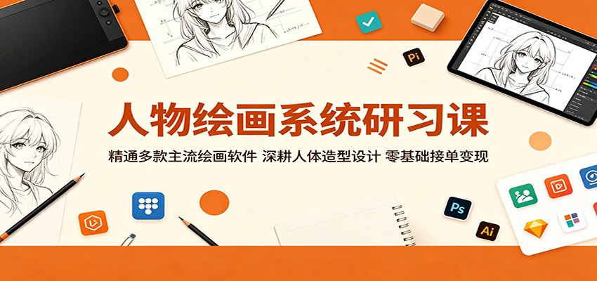 人物绘画系统研习课：精通多款主流绘画软件，深耕人体造型设计，零基础接单变现-云创网