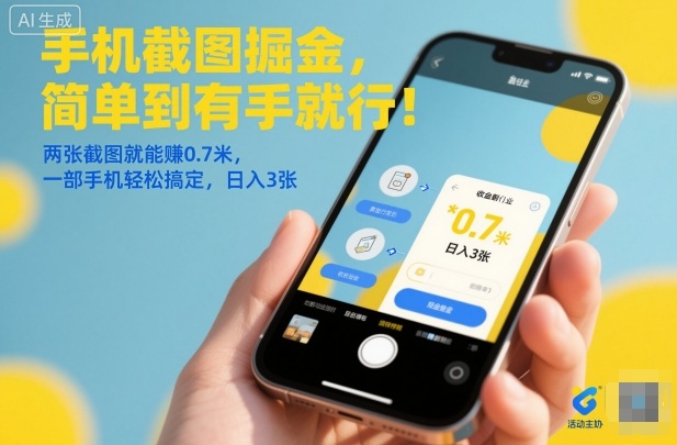 手机截图掘金，简单到有手就行！两张截图就能賺0.7米，一部手机轻松搞定，日入3张【揭秘】-云创网