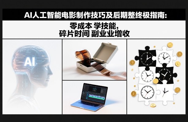 AI人工智能电影制作技巧及后期完整终极指南：零成本学技能，碎片时间副业增收-云创网