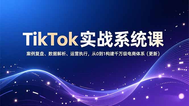 TikTok实战系统课，案例复盘、数据解析、运营执行，从0到1构建千万级电商体系(更新-云创网