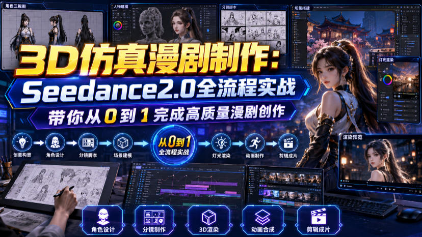 3D仿真漫剧制作：Seedance2.0全流程实战，带你从0到1完成高质量漫剧创作-云创网