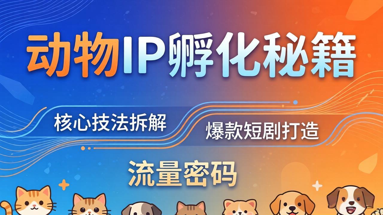 动物IP孵化全套秘籍，三大核心技法拆解，打造爆款萌宠短剧，轻松拿捏赛道流量密码-云创网