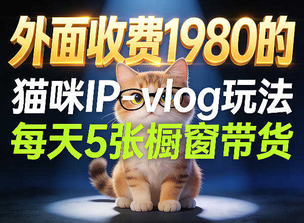 宠物赛道猫咪IP-vlog玩法，26条视频涨粉29W，每天5张橱窗带货拆解-云创网
