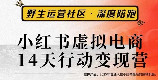 小红书虚拟电商14天变现训练营3.0，​虚拟产品，2025年普通人在小红书最后的搞钱机会-云创网