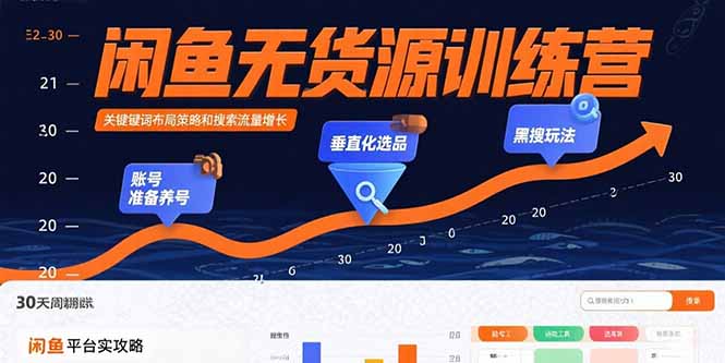 闲鱼无货源训练营：账号准备养号/垂直化选品/黑搜玩法，0基础30天盈利指南-云创网