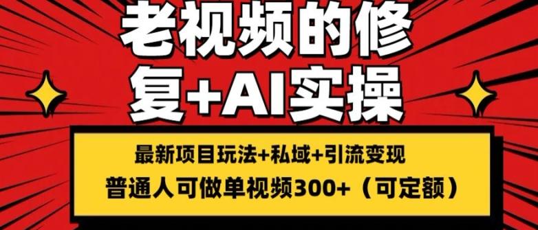 修复老视频的玩法，搬砖+引流的变现(可持久)，单条收益300+【揭秘】-云创网