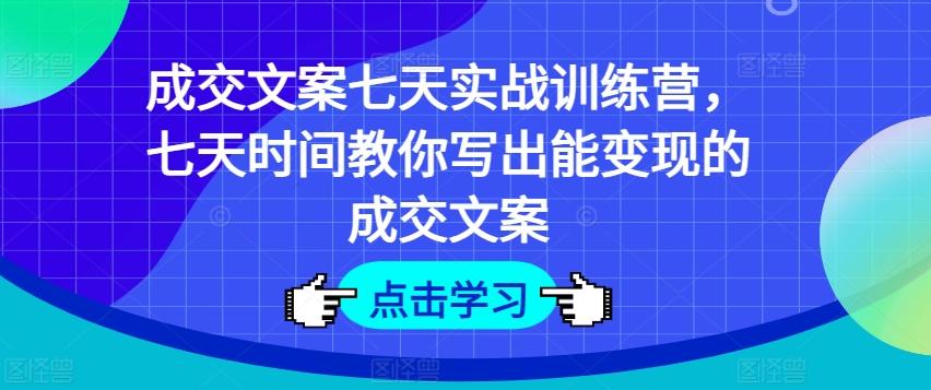 成交文案七天实战训练营，七天时间教你写出能变现的成交文案-云创网