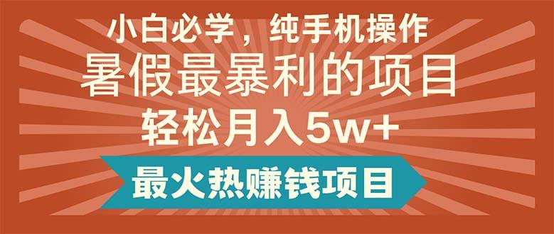 小白必学，纯手机操作，暑假最暴利的项目轻松月入5w+最火热赚钱项目-云创网
