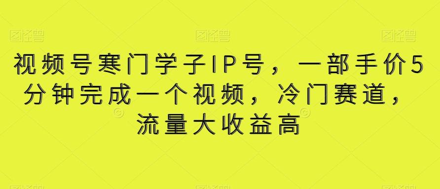 视频号寒门学子IP号，一部手价5分钟完成一个视频，冷门赛道，流量大收益高【揭秘】-云创网