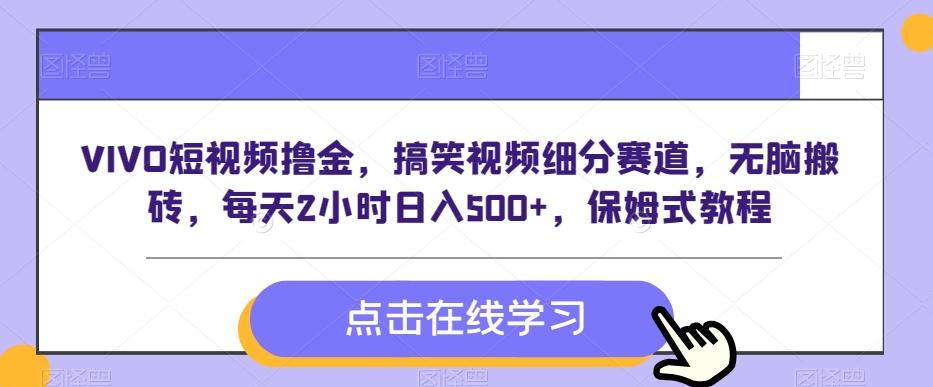 VIVO短视频撸金，搞笑视频细分赛道，无脑搬砖，每天2小时日入500+，保姆式教程-云创网