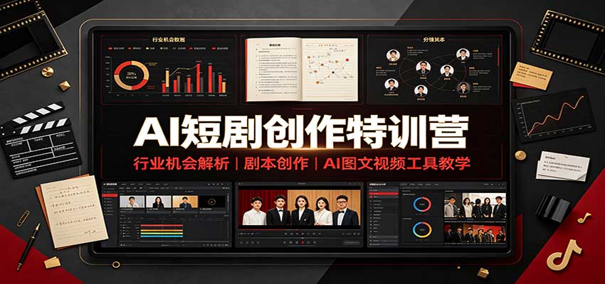 AI短剧创作特训营：行业机会解析，剧本创作，AI图文视频工具教学(文字版)-云创网