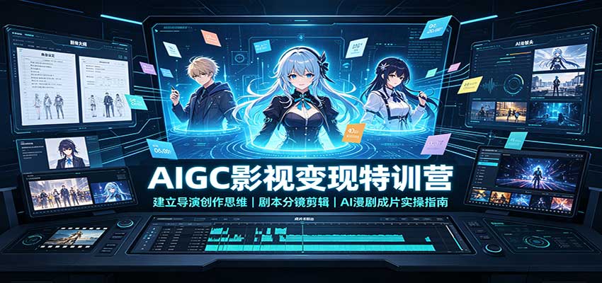 AIGC影视变现特训营：建立导演创作思维，剧本分镜剪辑，AI漫剧成片实操指南-云创网