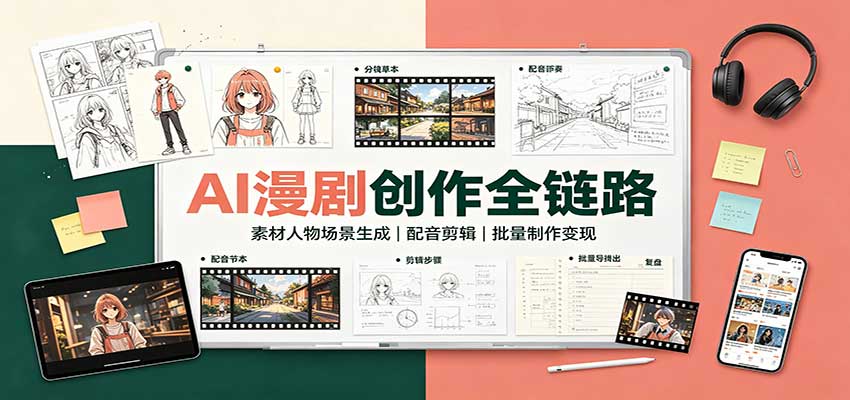 AI漫剧创作全链路：素材人物场景生成，配音剪辑，批量制作变现-云创网
