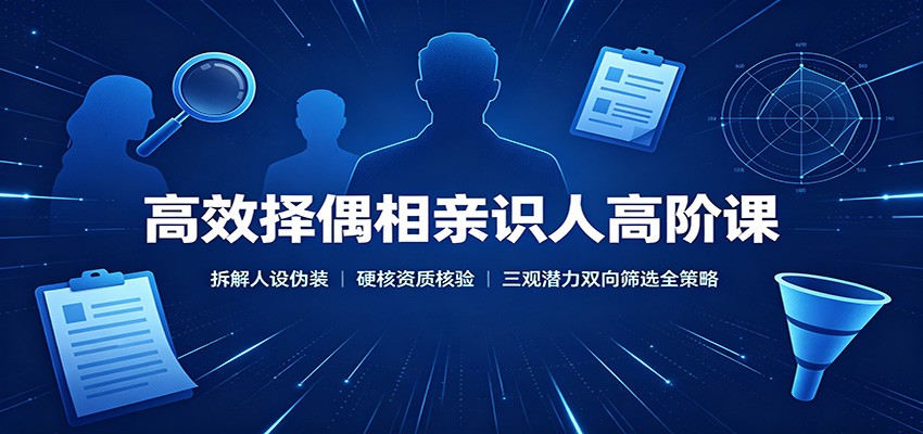 高效择偶相亲识人高阶课：拆解人设伪装，硬核资质核验，三观潜力双向筛选全策略-云创网