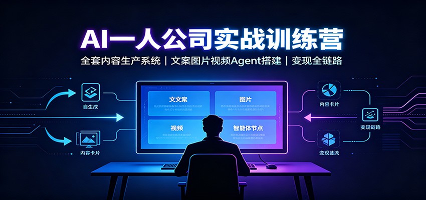 AI创作一人公司实战训练营：全套内容生产系统，文案图片视频Agent搭建变现全链路-云创网