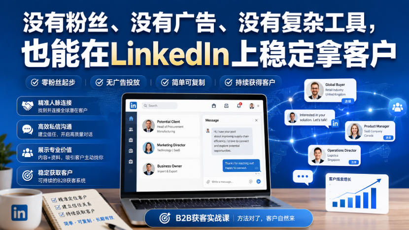 没有粉丝、没有广告、没有复杂工具，也能在LinkedIn上稳定拿客户【原创双语字幕】-云创网
