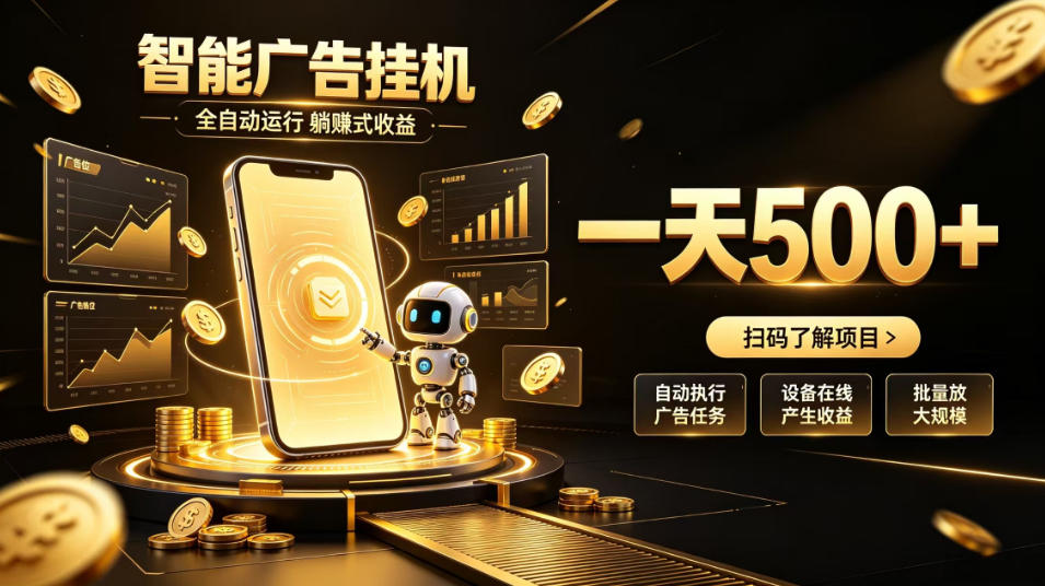 智能广告挂G项目，无需人工值守，全自动躺賺增收，单日收益可达500+【揭秘】-云创网