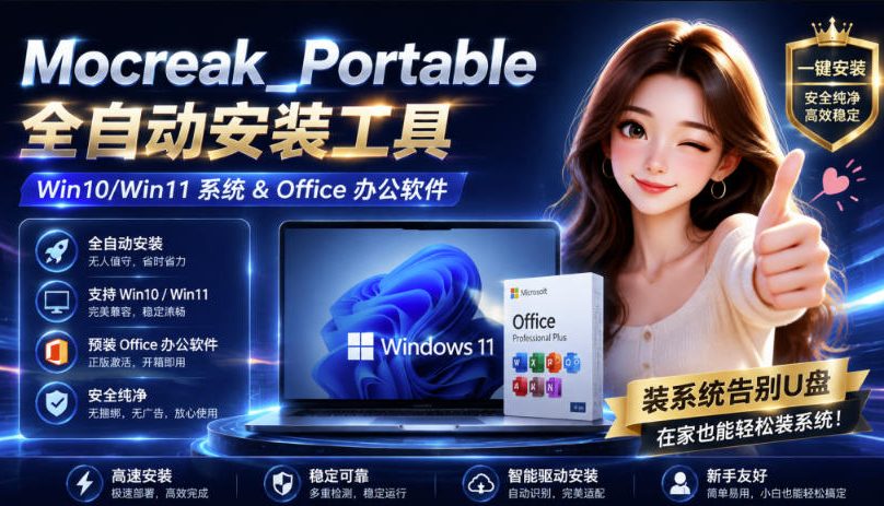 Mocreak全自动安装office和win10、win11系统，告别U盘装系统，使用安全可靠-云创网