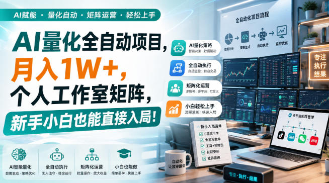 AI量化全自动项目，月入1W+，个人工作室矩阵，新手小白也能直接入局！【揭秘】-云创网