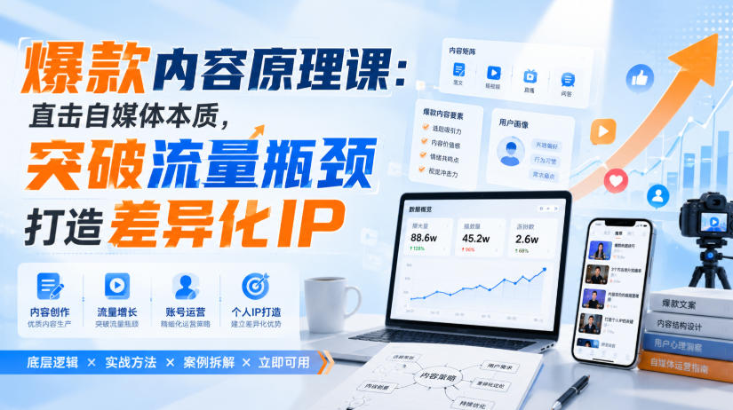 爆款内容原理课：直击自媒体本质，突破流量瓶颈打造差异化IP-云创网