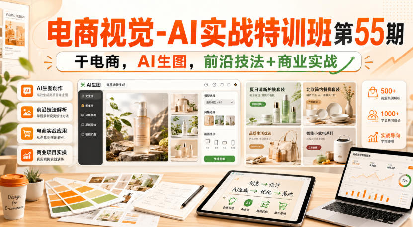 电商视觉-AI实战特训班第55期，干电商，AI生图，前沿技法+商业实战-云创网