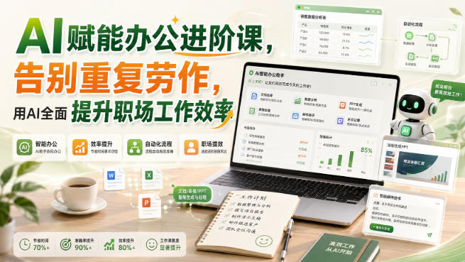 AI赋能办公进阶课，告别重复劳作，用AI全面提升职场工作效率-云创网