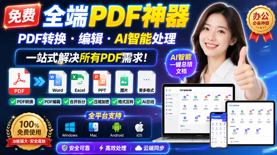 免费全端PDF神器，PDF转换·编辑·AI智能处理，一站式解决所有PDF需求!-云创网
