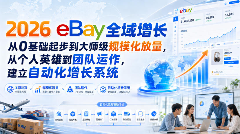 2026 eBay全域增长，从0基础起步到大师级规模化放量，从个人英雄到团队运作，建立自动化增长系统-云创网